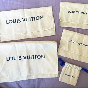 Louis Vuitton Cream Dust Bags with Blue Logo